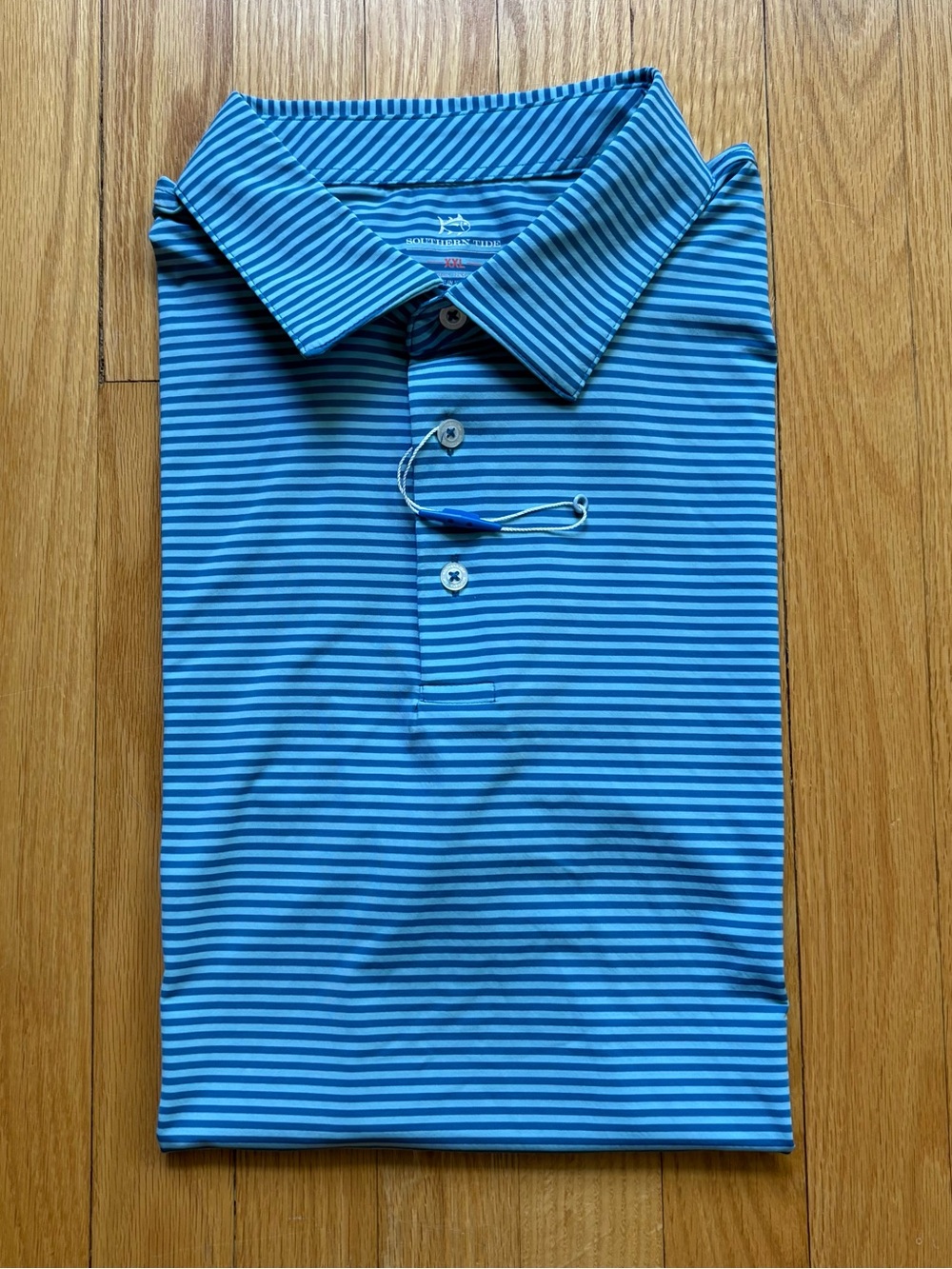 NWOT Southern Tide Men’s Brrr Short Sleeve Performance Polo 2XL Blue Stripes NEW